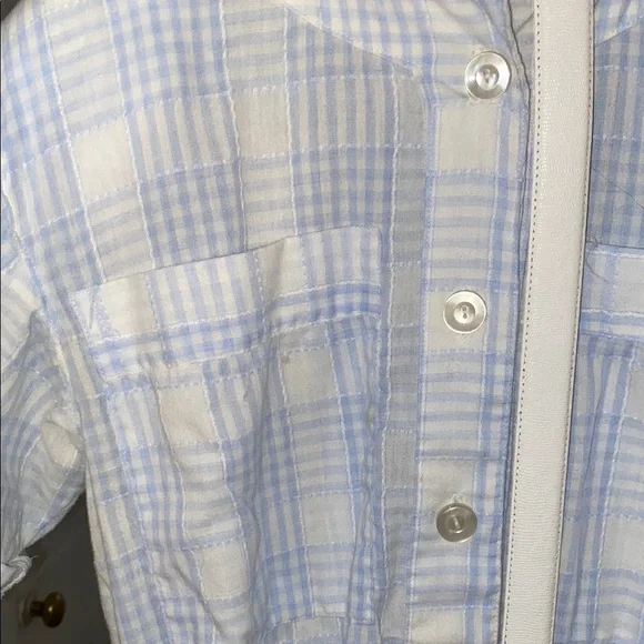 Light Blue Plaid Button-Up Dress with belt handmade vintage belt grandma - Picture 11 of 14